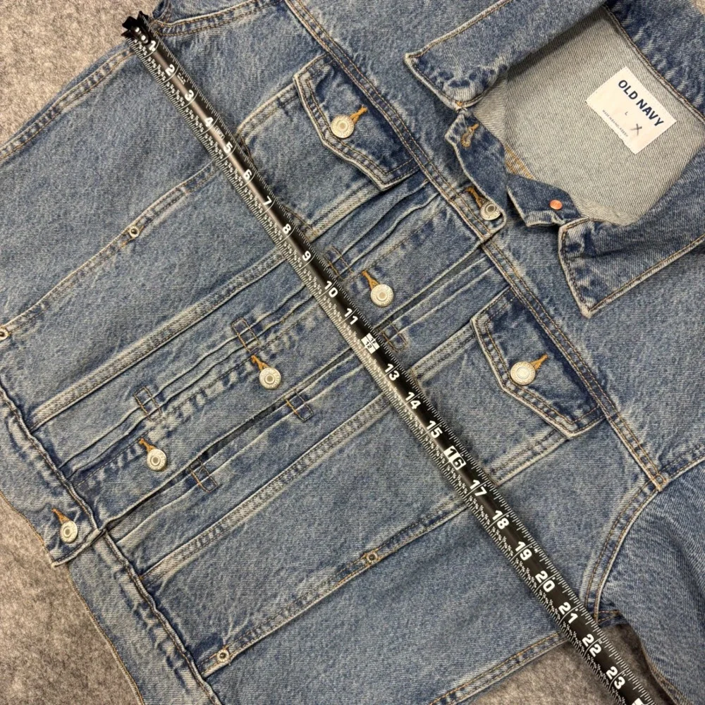Old Navy Womens Denim Trucker Jean Jacket Blue Classic‎ Relaxed Fit Size Large